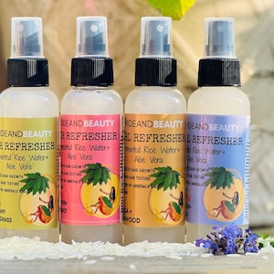 Rice Water Hair Growth Spray for Natural Hair, Aloe Vera Leave-In Conditioner, Loc Mist for Hair Growth, Curly Hair Treatment