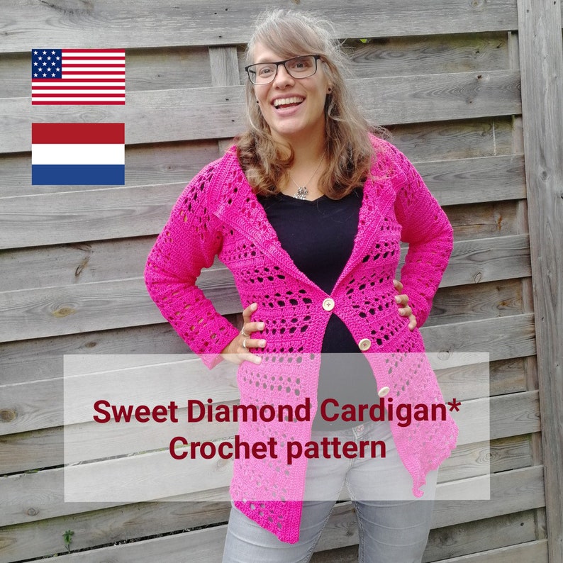 Sweet Diamond Cardigan a crochet pattern image 1