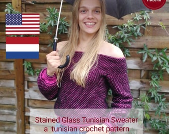 Stained Glass Tunisian Sweater - a crochet pattern