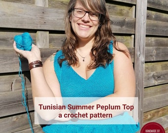 Tunisian Summer Peplum Top - a crochet pattern