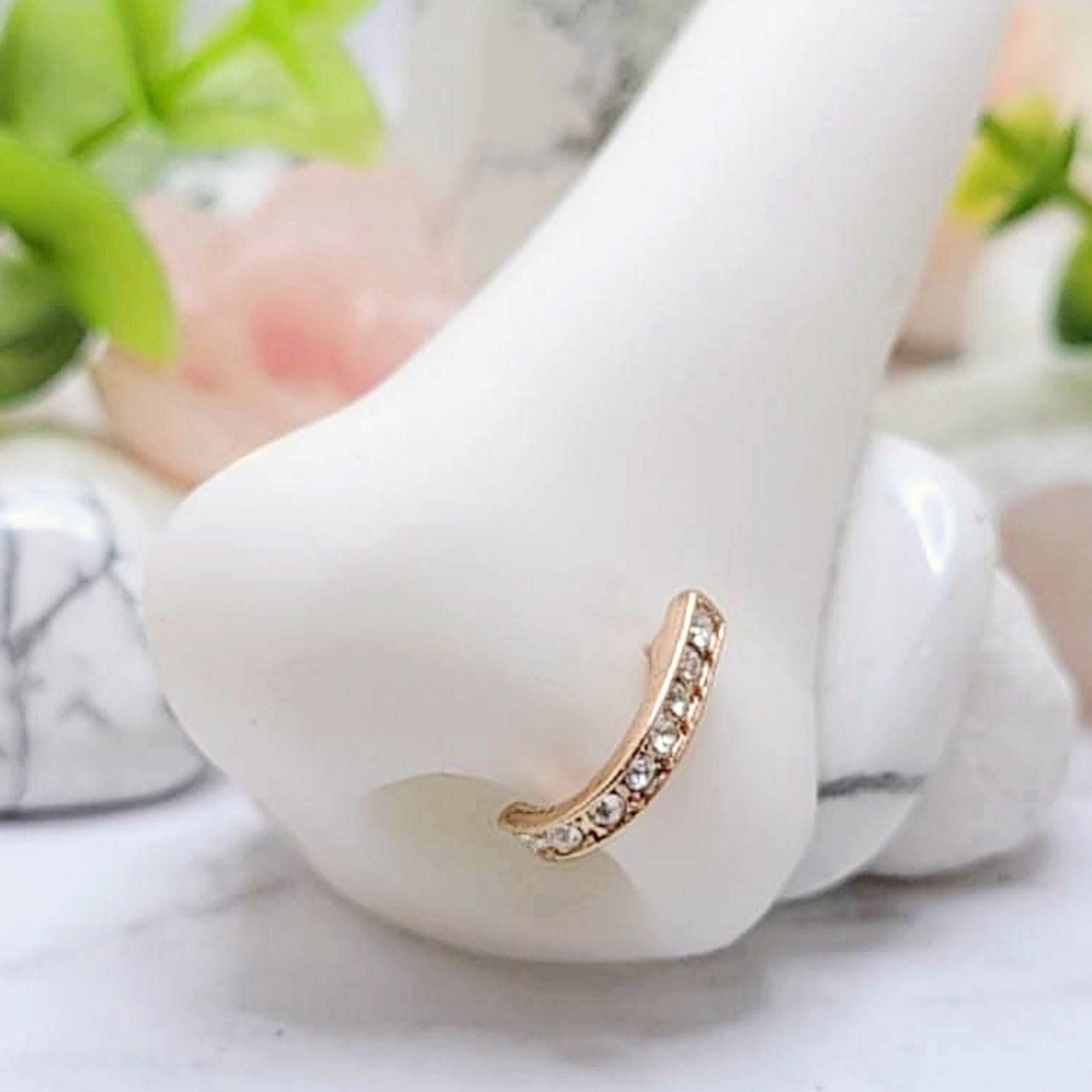 14k Solid Gold Moon Nose Stud Ring Tiny Half Moon Pin Screw Back Nose  Piercings. | eBay