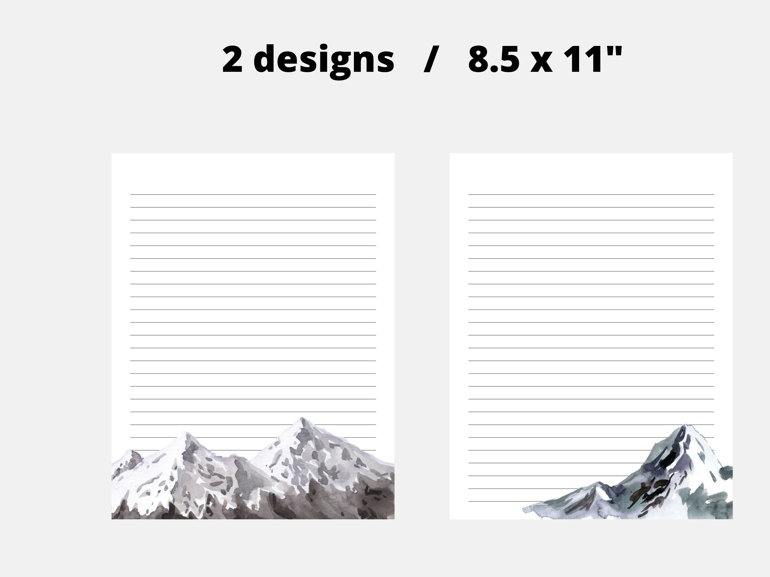 Mountain Printable Stationery, Printable Monochrome Nature Letter ...