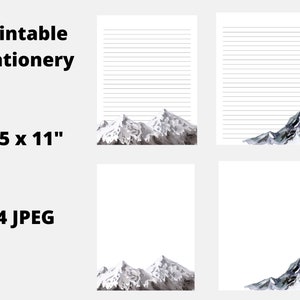 Mountain Printable Stationery, Printable Monochrome Nature Letter ...