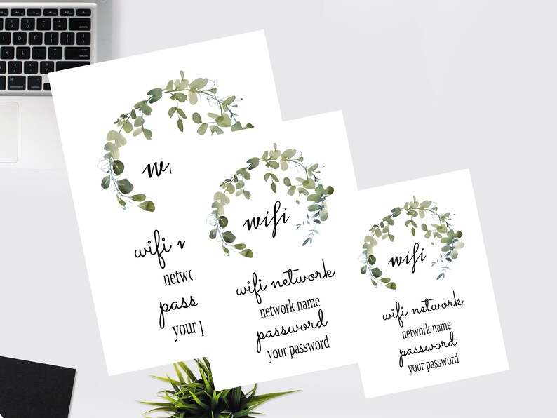 Eucalyptus Printable Wifi Password Sign, Editable Access Template, 4x6, 5x7, 8x10