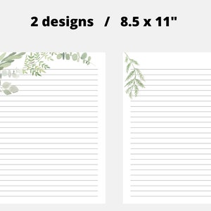 Artigos de papelaria para impressão de vegetação, papel para escrever cartas botânicas digitais, 8,5 x 11, papel para cartas sem forro com forro instantâneo, registro no diário, papel para memorando