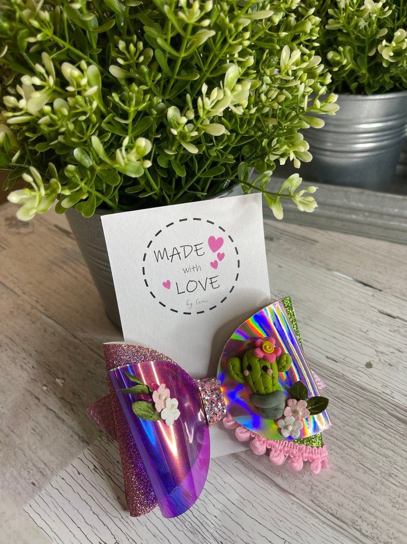 5 Inch Baby Cactus Stand Hair Bows Country Girl Bows Succulents Collection Theme Bows Baby Girl Gifts
