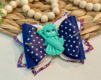 Lazo para el cabello de la Estatua de la Libertad / Accesorio patriótico con estrellas brillantes para el 4 de julio