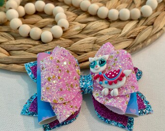 Lazo para el pelo de llama – Lazo con purpurina para San Valentín, 5 pulgadas