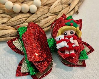 Lazo para el pelo de niña con temática navideña