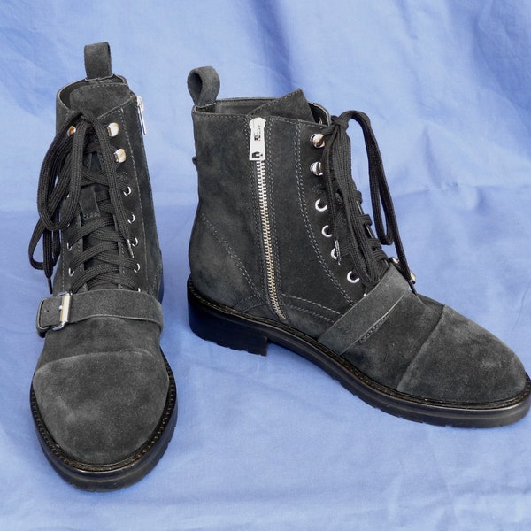 Mens Allsaints Black Suede Lace Up Zip Up Boots. Size UK7, EU40. Almost As New.