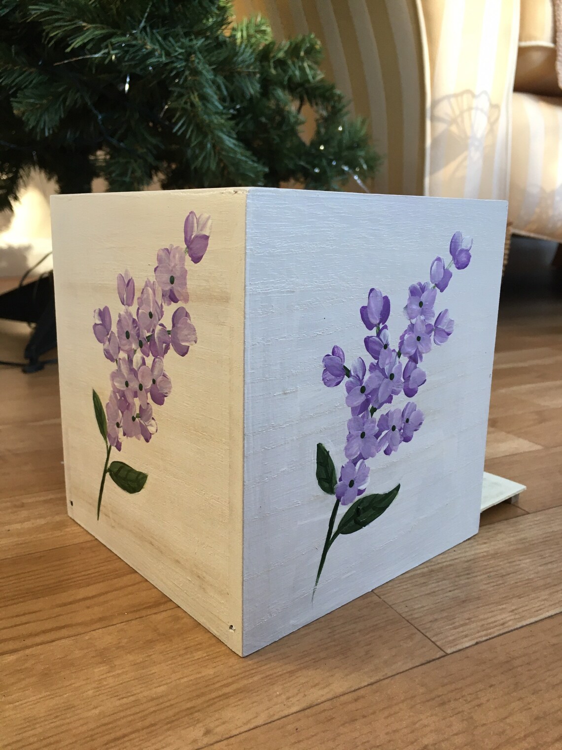 Handpainted lilacs tissue box cover Etsy