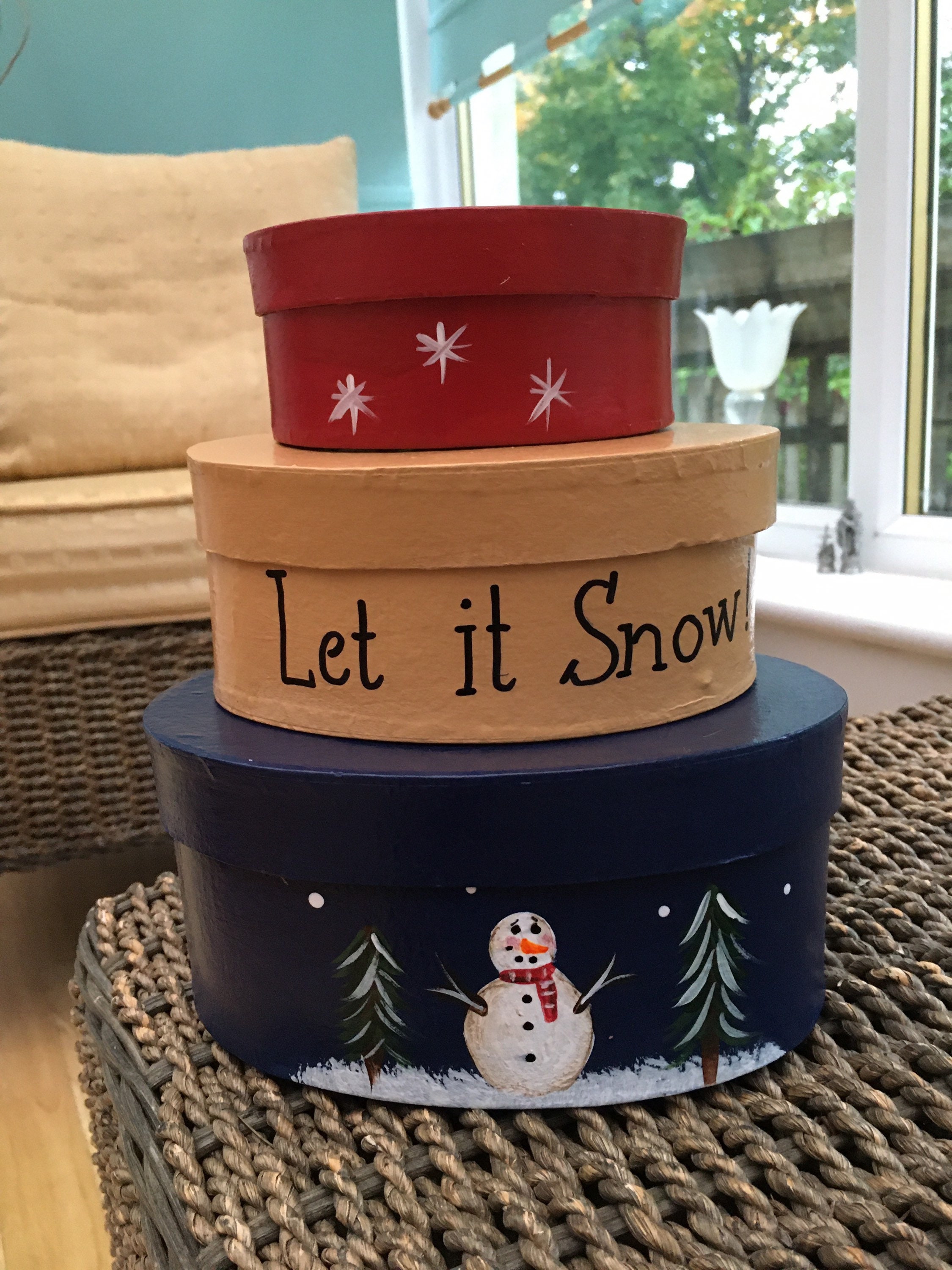 Let It Snow Stacking Boxes Handpainted boxes Christmas box Etsy
