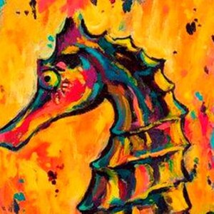 Impresión giclée de caballito de mar, marco de madera blanqueada imagen 2