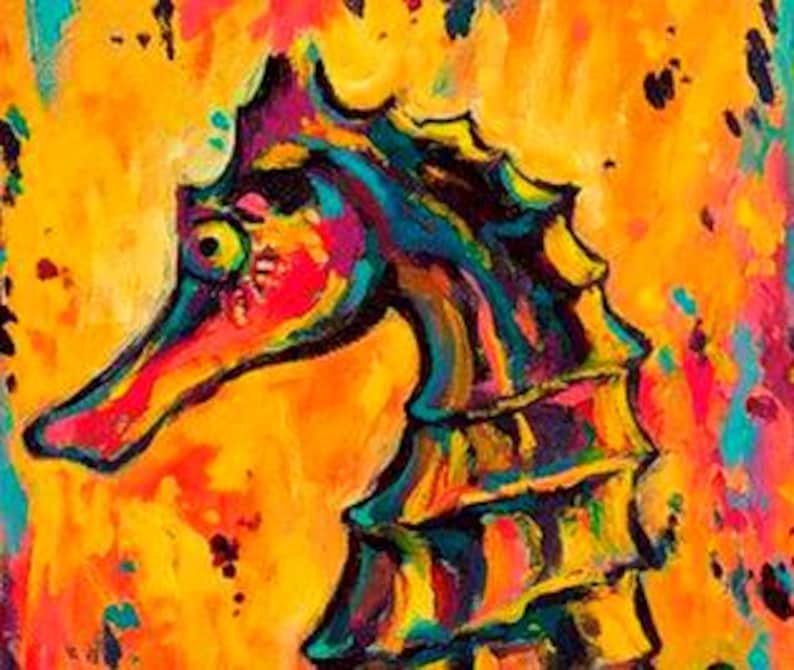 Impresión giclée de caballito de mar, marco de madera blanqueada imagen 2