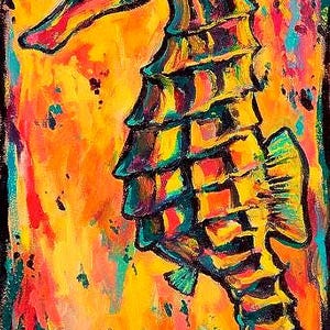 Impresión giclée de caballito de mar, marco de madera blanqueada imagen 1