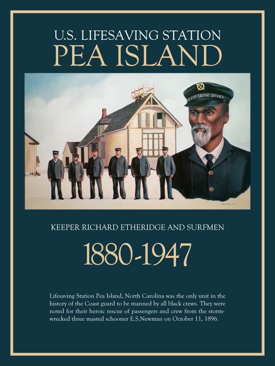 Pea Island Black Lifesavers, North Carolina. Only unit in history of Coast Guard manned by all black crew. 18x24 poster