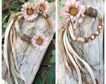 ONE Made To Order Boho Botanical Hairwrap, Dreadwrap, Fabric Loc Extension