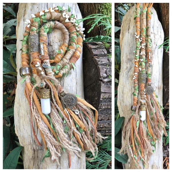 Boho Botanical Set of 3 Hairwraps, Dreadwraps, Fabric Loc Extensions, Dreadlock Accessories