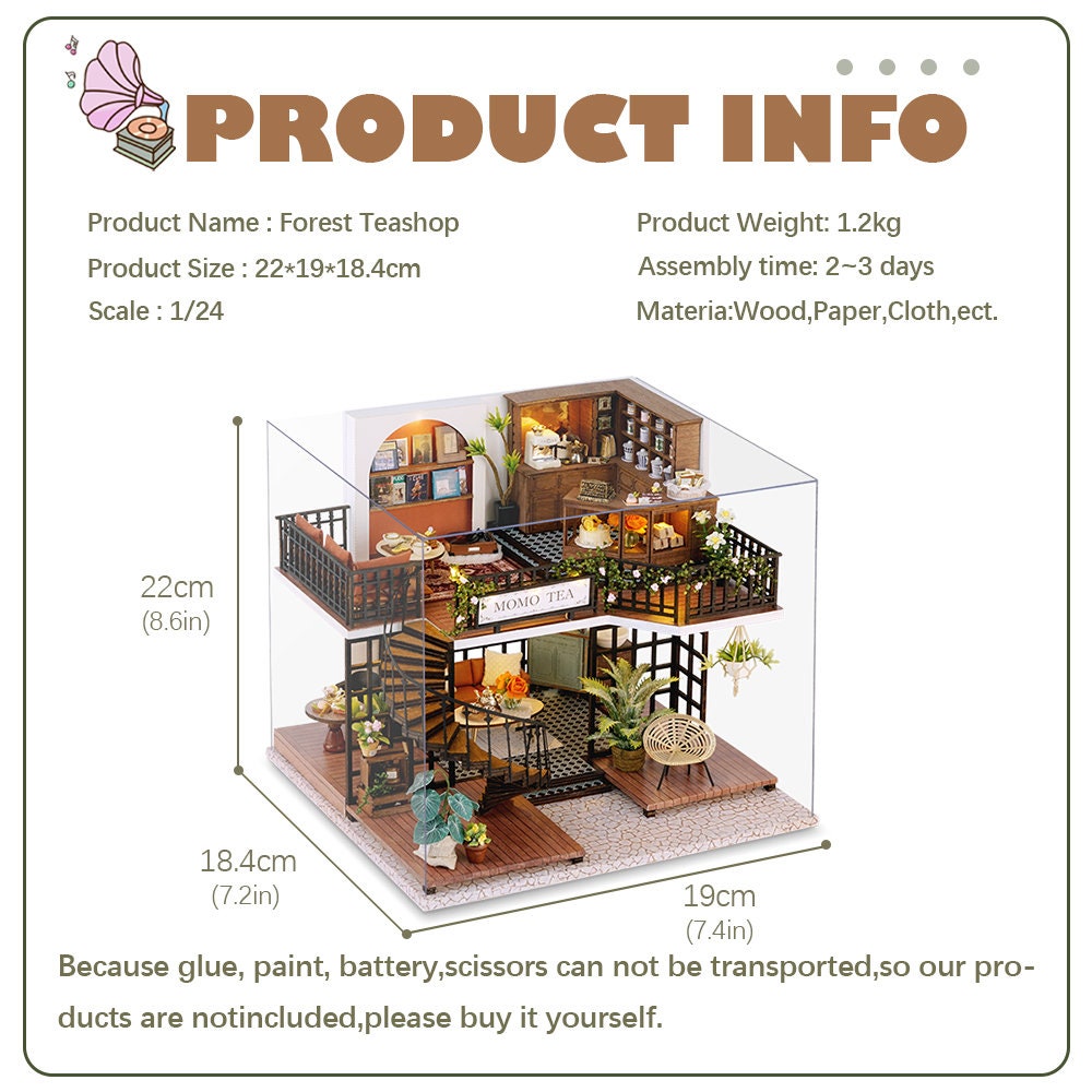  CUTEBEE Dollhouse Miniature with Furniture, DIY Wooden  Dollhouse Kit Plus Dust Proof and Music Movement, 1:24 Scale Creative Room  Idea (Forest Habitat) : Toys & Games