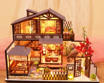 Miniature maison de poupée habitat forestier avec meubles, kit maison de poupée bricolage avec boîte à musique, idée de chambre créative à l'échelle 1:24