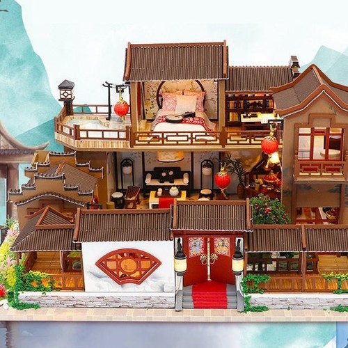 Dollhouse Miniature With Furniture DIY Dollhouse Kit Plus Etsy