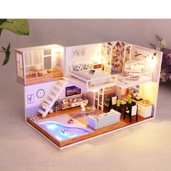 CUTEBEE Dollhouse Miniature with Furniture, DIY Wooden Dollhouse Kit  Miniature House Kit, Creative Room Idea(Japanese Garden House)