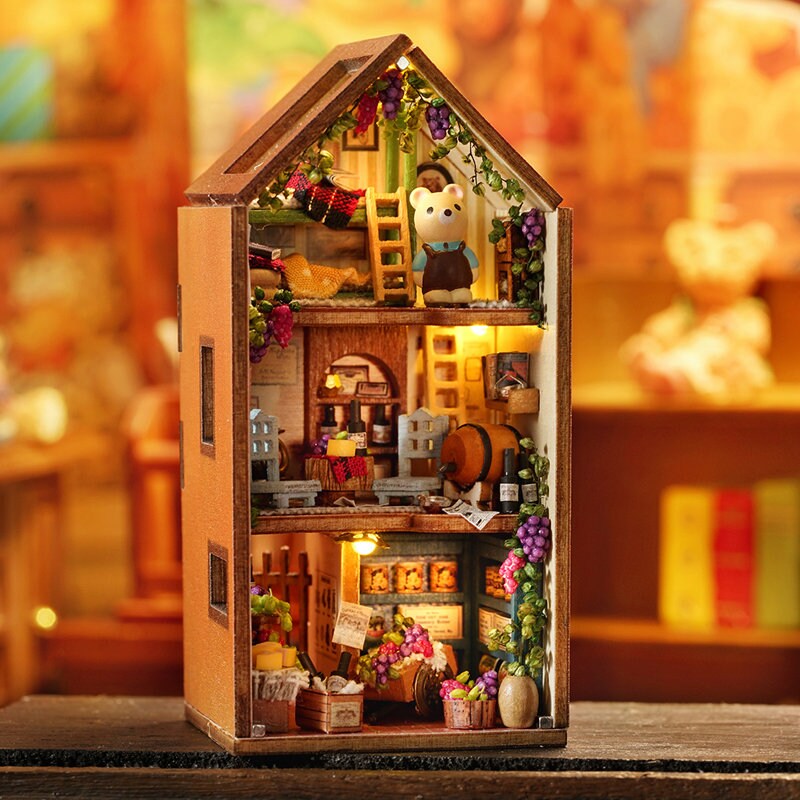 DIY Miniature House Kit with LED Light Creative Dollhouse Model