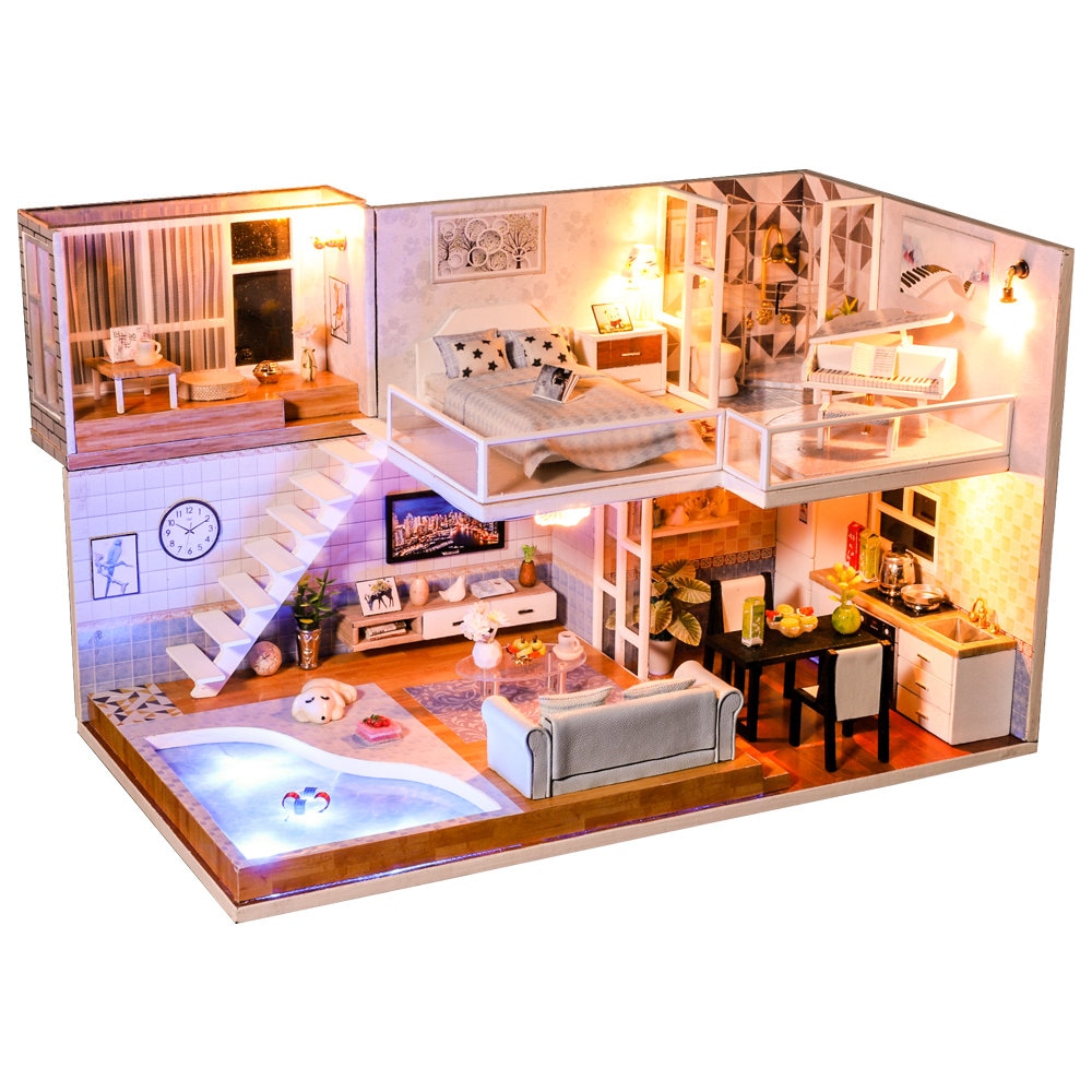 Dollhouse Miniature With Furniture DIY Dollhouse Kit Plus | Etsy