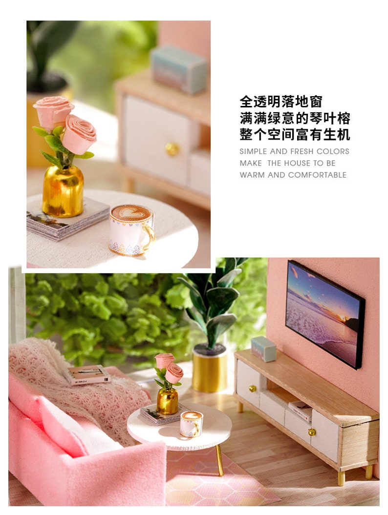 Dollhouse Miniature With Furniture DIY Dollhouse Kit Plus Etsy