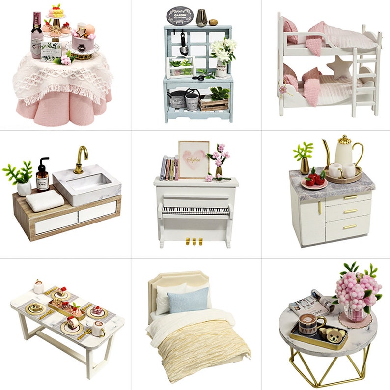 Dollhouse Miniature With Furniture DIY Dollhouse Kit Plus Etsy