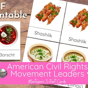 Foods of Russia Montessori 3-Part Cards Vocabulary Flashcard Activity for Geography Unit Study / Independent Learning / History and Culture