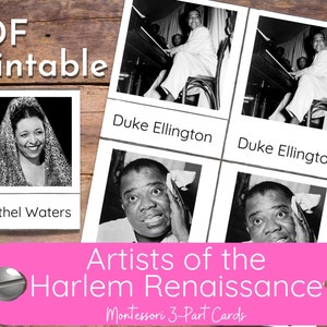 Artists of the Harlem Renaissance Montessori Culture 3 Part Cards Black History Month Art Study