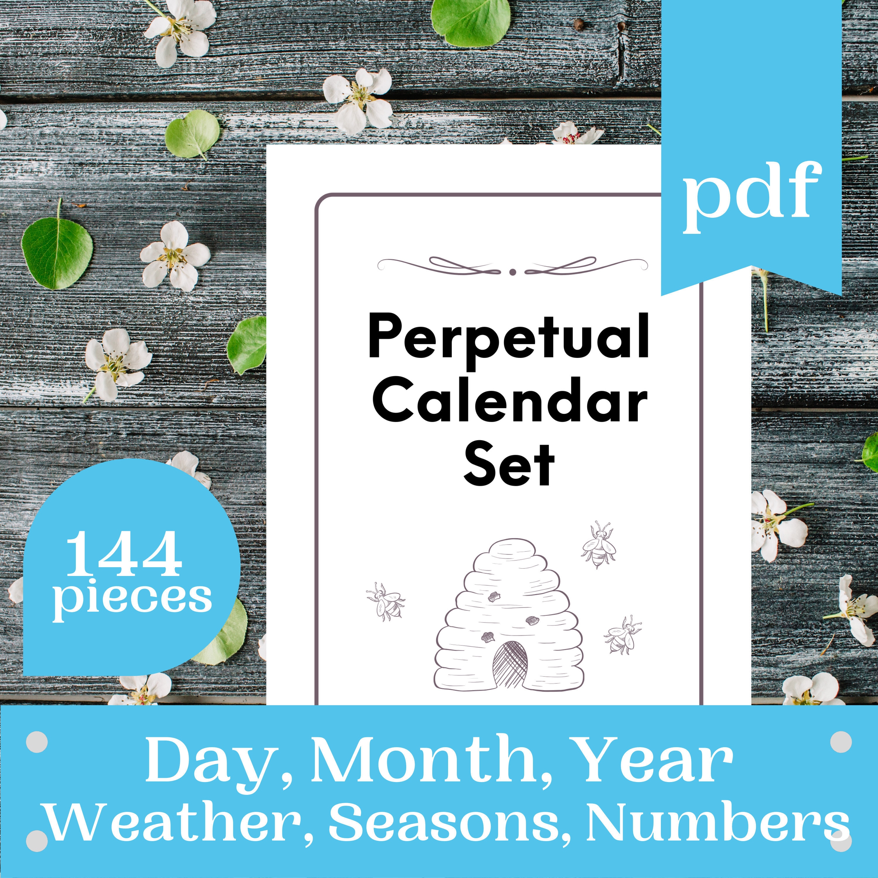 Homeschool Circle Time Calendar Bundle: Weather Chart & Flash Cards (PDF Planner)