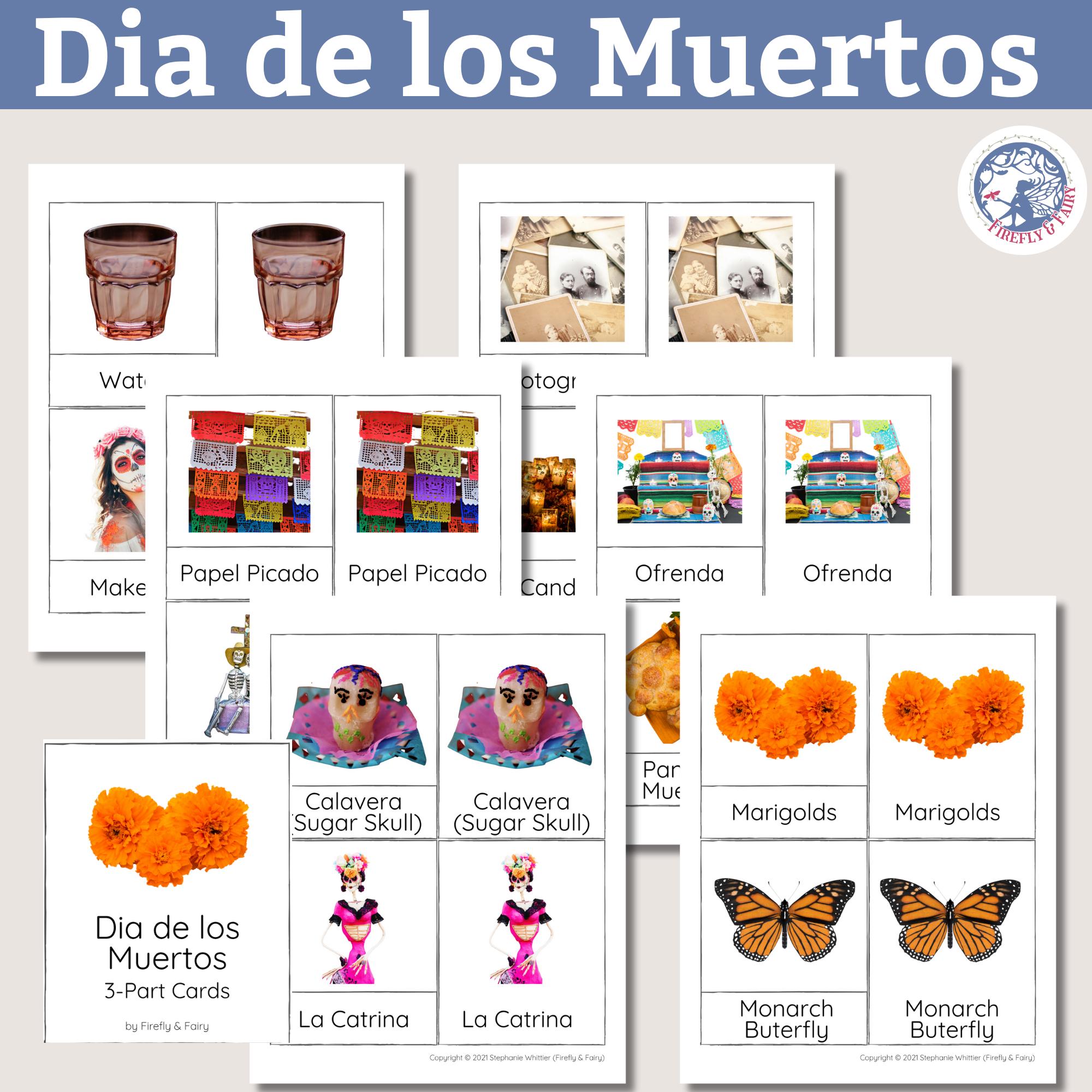 Dia De Los Muertos Montessori 3-part Cards Nomenclature Cards / Mexican ...