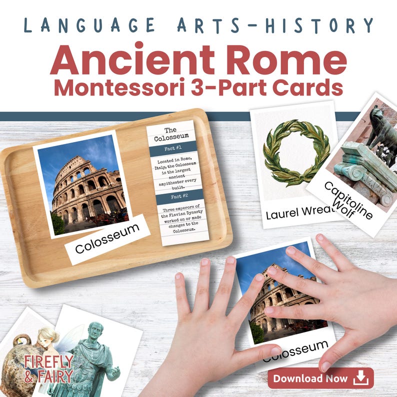 Ancient Rome Montessori 3-part Cards & Bookmark Set | Digital Download ...