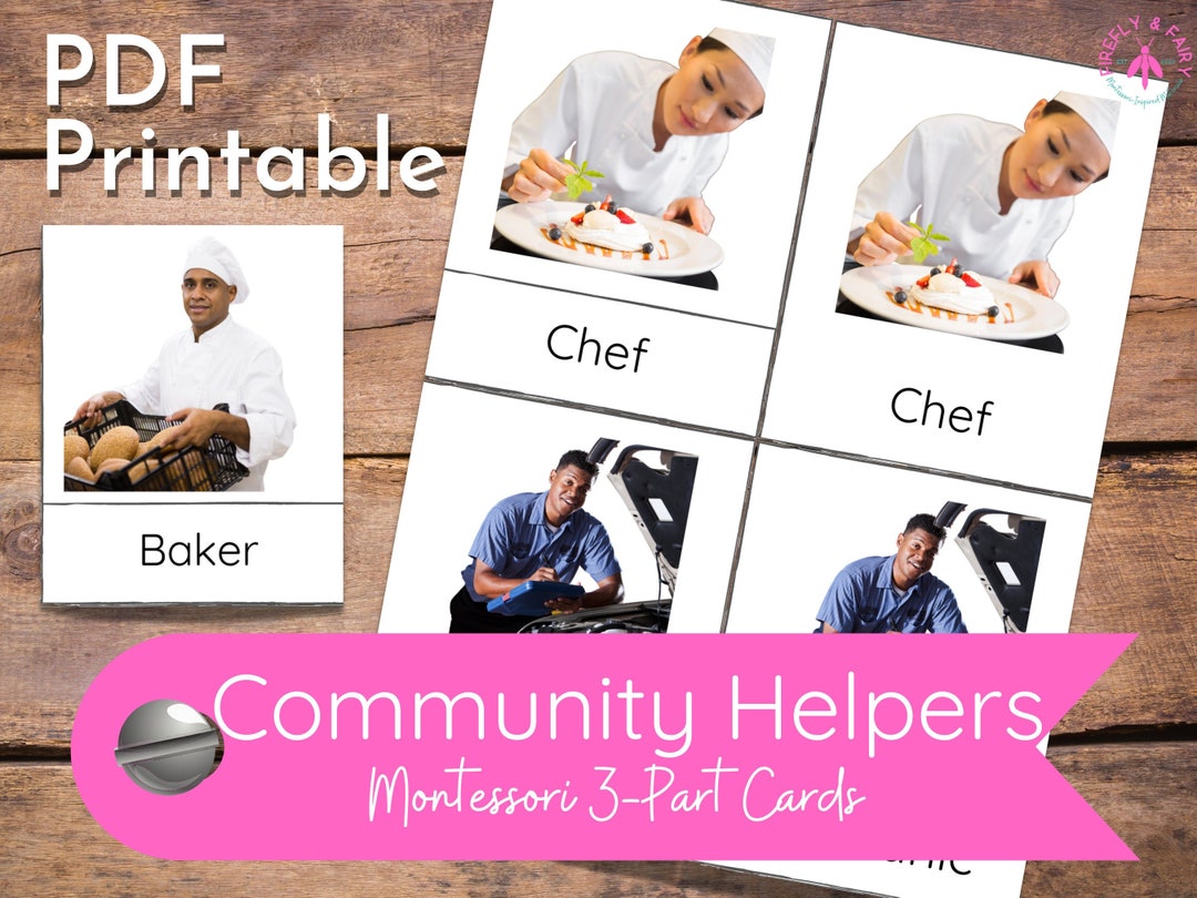 Community Helpers Montessori Culture 3 Part Cards Kindergarten