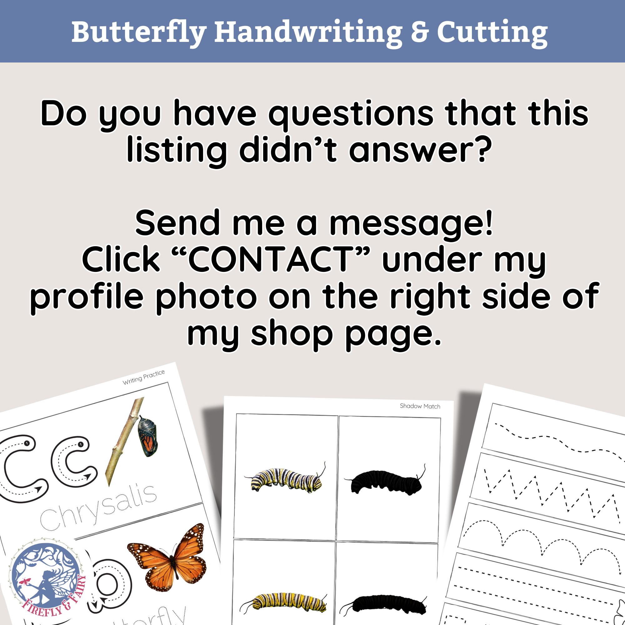 Butterfly Handwriting Practice Cutting Practice Preschool Kit / Guided ...