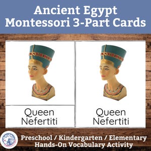 Cartões de nomenclatura de história Montessori do Egito Antigo em 3 partes / Estudos sociais / História antiga Mitologia egípcia / Safari Toob / Vocabulário