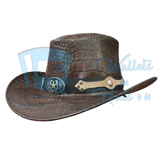 Crocodile Skin Leather Hat - Etsy India