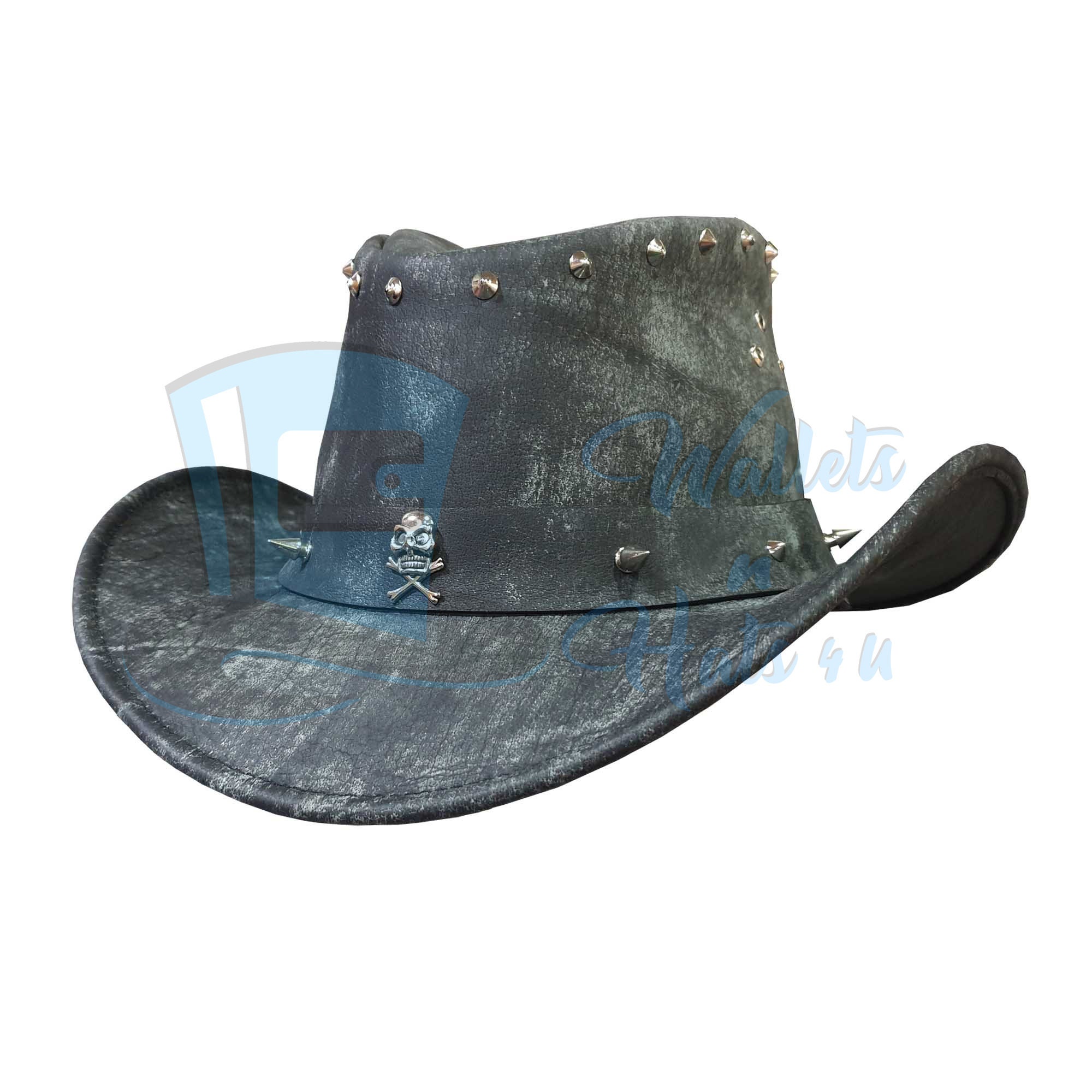 Cross Bones Skull Band Leather Hat 
