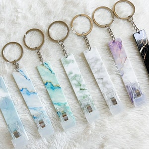 Silicone Grip Card Grabber Keychain Tool for Long Nails Marble ATM Puller