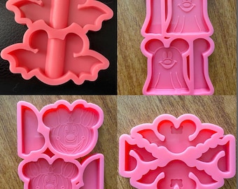 Halloween Silicone Mickey Minnie Mouse Mickey Pumpkin Head Mickey Ghost Keychain Silicone Molds for Epoxy Resin keychain pendant molds