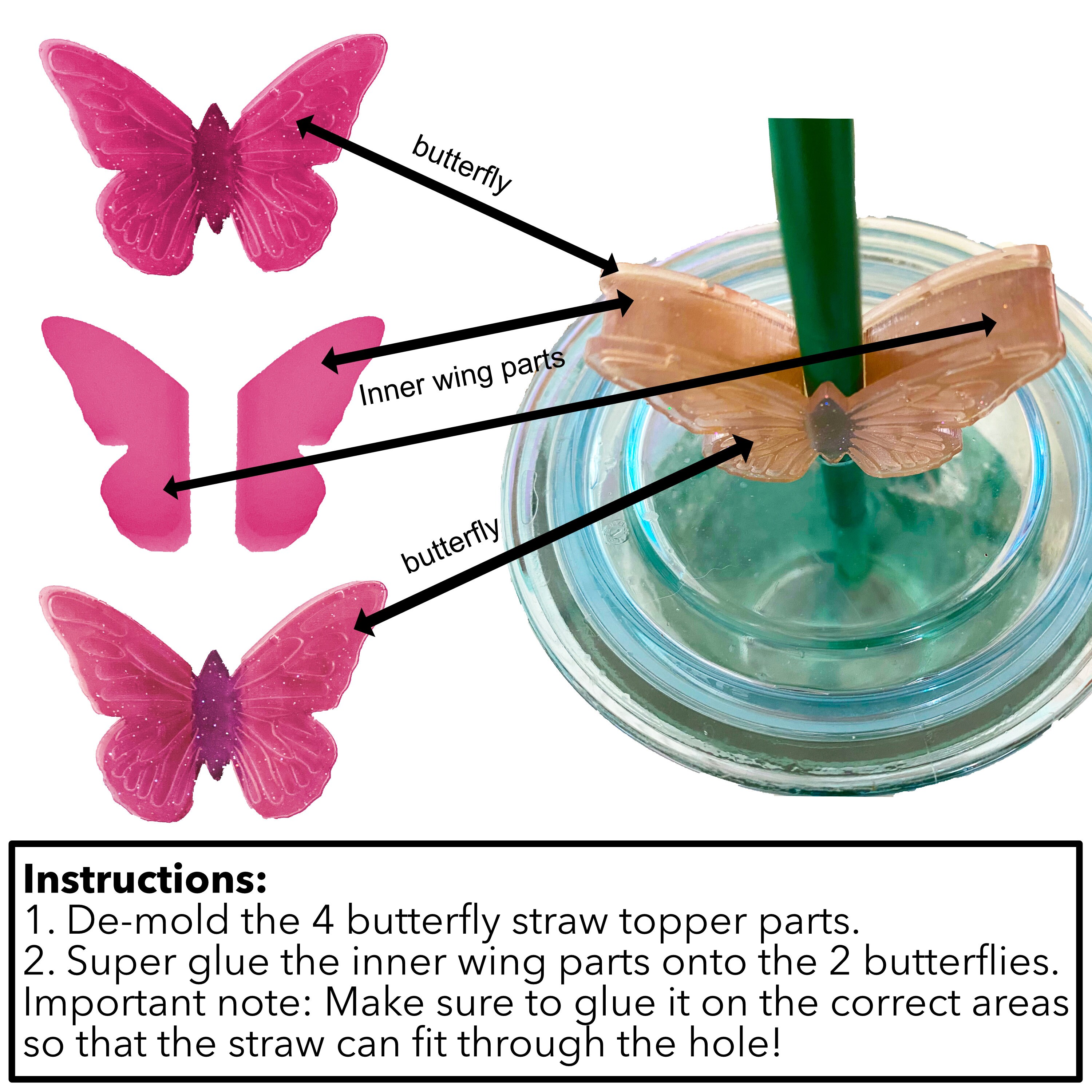 Wholesale Butterfly Straw Topper Silicone Molds Decoration 