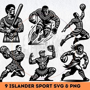 Bundle polynésien svg & png | Sport polynésien SVG | Baseball, basket-ball et rugby svg et png | Téléchargements numériques sportifs