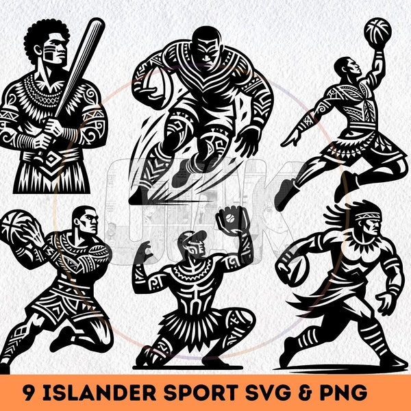 Polynesian svg & png Bundle | Polynesian Sport SVG | Baseball, Basketball and Rugby svg and png | Sport Digital Downloads