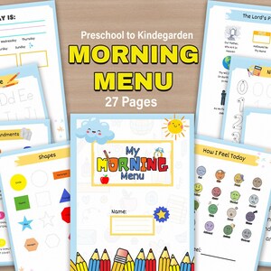 Morning Menu, Homeschool Morning Menu, Morning Menu Kindergarten, Preschool Morning Basket, Homeschool Printables, Morning Menu Printable