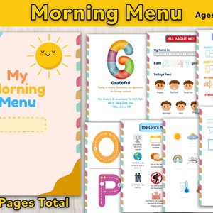Morning Menu, Homeschool Morning Menu, Kindergarten and Preschool Morning Basket, Homeschool Printables, 8 Pages Binder Menu Optimized