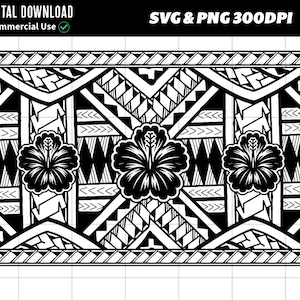 Motif polynésien Graphique SVG et PNG | Fichier numérique de motif tribal polynésien pour sublimation, Cricut et Lightburn et plus encore !