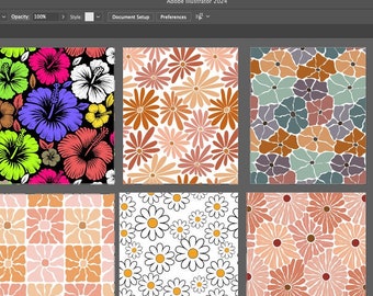 6 muestras de patrones de flores para Adobe Illustrator / Patrones de flores sin costuras
