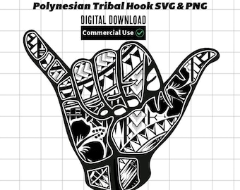 Polynesian Tribal Shaka Sign SVG and PNG Graphic | Samoan Tribal Design